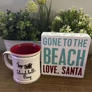 Christmas Mug and Sign, Sleigh Bellls Ring And Gone To The Beach, Love Santa